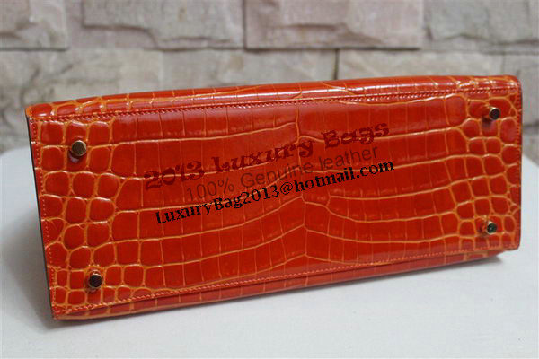Hermes Kelly 32cm Shoulder Bag Orange Croco Patent Leather K32 Gold Hermes Kelly 32cm Shoulder Bag Orange Croco Patent Leather K32 Gold
