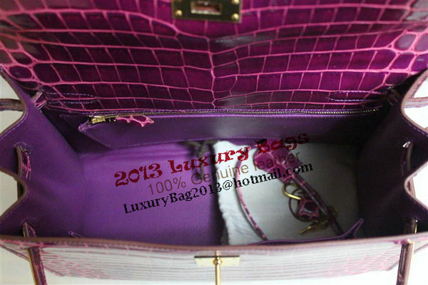 Hermes Kelly 32cm Shoulder Bag Purple Croco Patent Leather K32 Silver Hermes Kelly 32cm Shoulder Bag Purple Croco Patent Leather K32 Silver