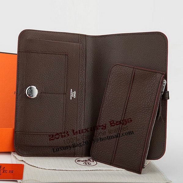 Hermes Dogon Combined Wallet A508 Dark Brown