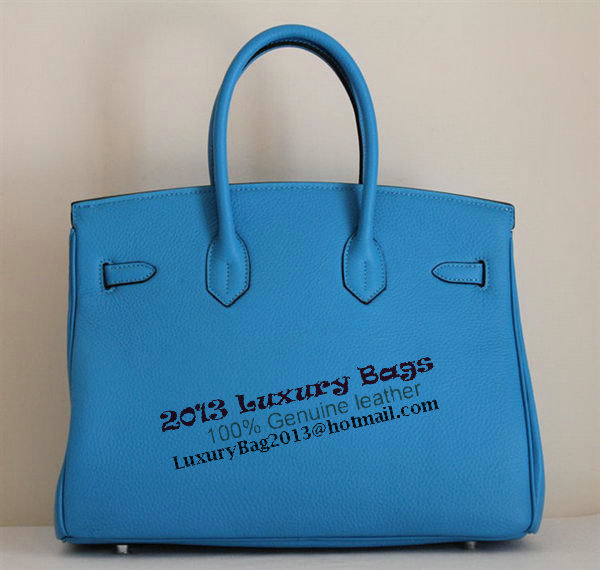 Hermes Birkin 35CM Tote Bag Blue Clemence Leather H6089 Silver Hermes Birkin 35CM Tote Bag Blue Clemence Leather H6089 Silver