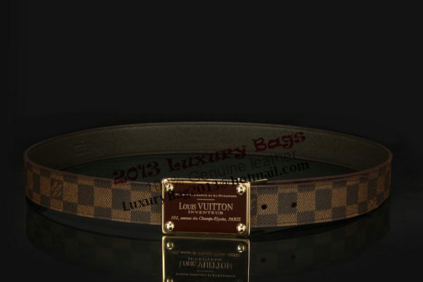 Louis Vuitton Damier Ebene Canvas Belt LV2066 Louis Vuitton Damier Ebene Canvas Belt LV2066