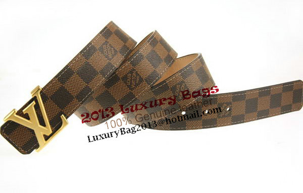 Louis Vuitton Damier Ebene Canvas Belt LV207 Gold Louis Vuitton Damier Ebene Canvas Belt LV207 Gold
