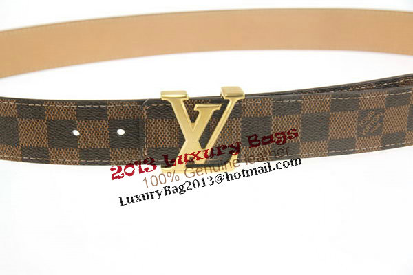 Louis Vuitton Damier Ebene Canvas Belt LV207 Gold Louis Vuitton Damier Ebene Canvas Belt LV207 Gold