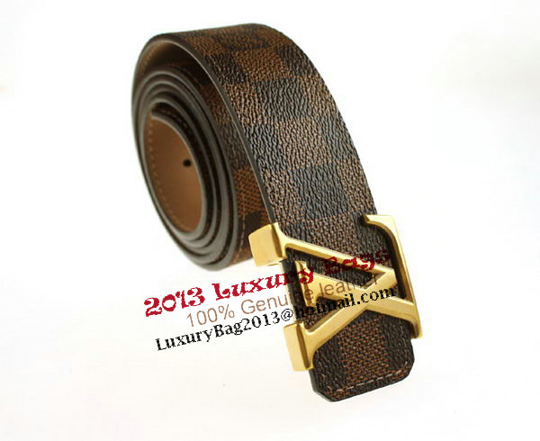 Louis Vuitton Damier Ebene Canvas Belt LV207 Gold Louis Vuitton Damier Ebene Canvas Belt LV207 Gold