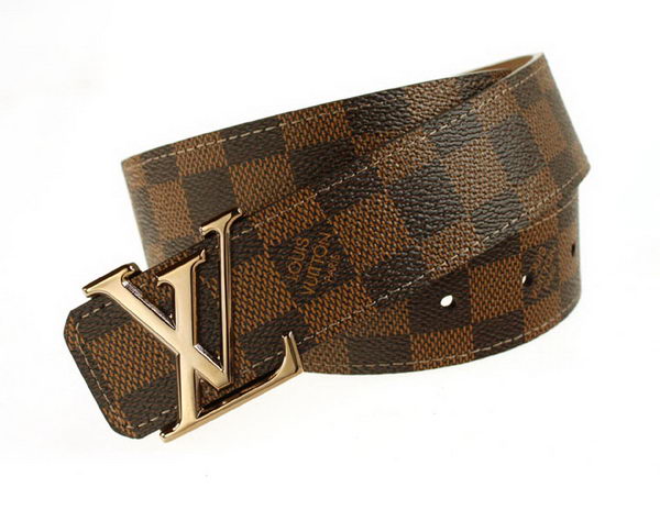 Louis Vuitton Damier Ebene Canvas Belt LV207 Shiny Gold