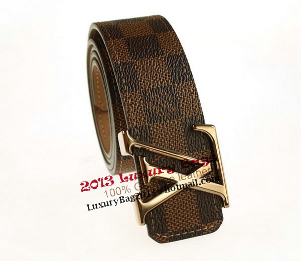 Louis Vuitton Damier Ebene Canvas Belt LV207 Shiny Gold Louis Vuitton Damier Ebene Canvas Belt LV207 Shiny Gold