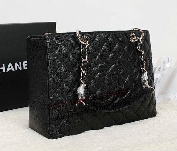 Chanel A50995 Black Original Leather Shoulder Bag Silver Chanel A50995 Black Original Leather Shoulder Bag Silver