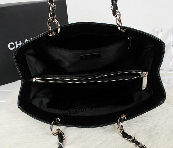Chanel A50995 Black Original Leather Shoulder Bag Silver Chanel A50995 Black Original Leather Shoulder Bag Silver