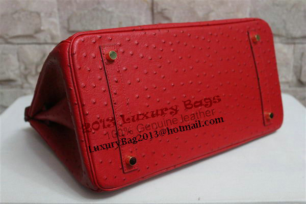 Hermes Birkin 35CM Tote Bag Red Ostrich Leather BK35 Gold Hermes Birkin 35CM Tote Bag Red Ostrich Leather BK35 Gold