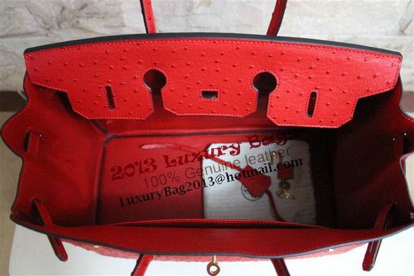 Hermes Birkin 35CM Tote Bag Red Ostrich Leather BK35 Gold Hermes Birkin 35CM Tote Bag Red Ostrich Leather BK35 Gold
