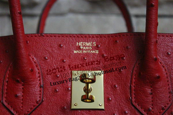 Hermes Birkin 35CM Tote Bag Red Ostrich Leather BK35 Gold Hermes Birkin 35CM Tote Bag Red Ostrich Leather BK35 Gold