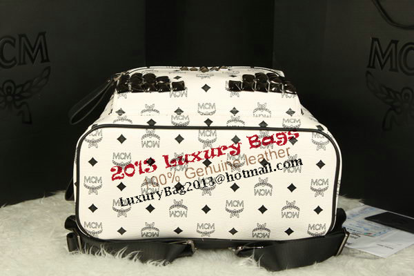MCM Stark Backpack Jumbo in Calf Leather 8100 White MCM Stark Backpack Jumbo in Calf Leather 8100 White