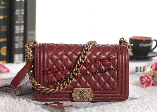 Chanel Boy Flap Shoulder Bag in Burgundy Lambskin Leather A67086 Gold Chanel Boy Flap Shoulder Bag in Burgundy Lambskin Leather A67086 Gold