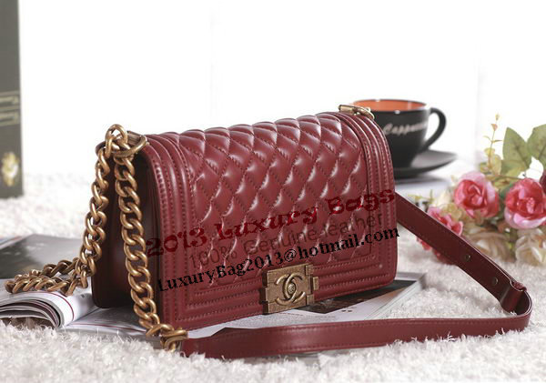 Chanel Boy Flap Shoulder Bag in Burgundy Lambskin Leather A67086 Gold Chanel Boy Flap Shoulder Bag in Burgundy Lambskin Leather A67086 Gold