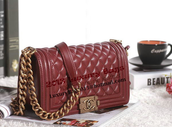 Chanel Boy Flap Shoulder Bag in Burgundy Lambskin Leather A67086 Gold Chanel Boy Flap Shoulder Bag in Burgundy Lambskin Leather A67086 Gold