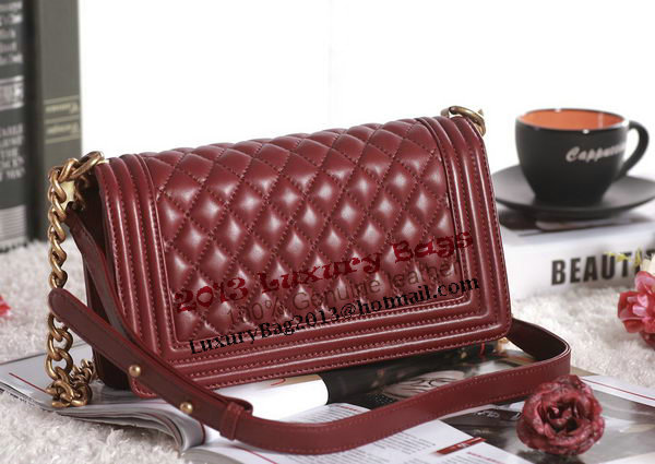 Chanel Boy Flap Shoulder Bag in Burgundy Lambskin Leather A67086 Gold Chanel Boy Flap Shoulder Bag in Burgundy Lambskin Leather A67086 Gold