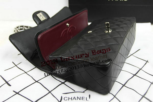 Chanel 2.55 Series Classic Flap Bag 1112 Black Original Sheepskin Leather Silver Chanel 2.55 Series Classic Flap Bag 1112 Black Original Sheepskin Leather Silver