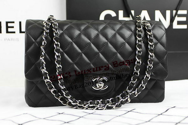 Chanel 2.55 Series Classic Flap Bag 1112 Black Original Sheepskin Leather Silver Chanel 2.55 Series Classic Flap Bag 1112 Black Original Sheepskin Leather Silver