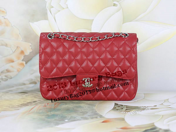 Chanel 2.55 Series Classic Flap Bag 1112 Red Cannage Pattern Original Leather Silver Chanel 2.55 Series Classic Flap Bag 1112 Red Cannage Pattern Original Leather Silver