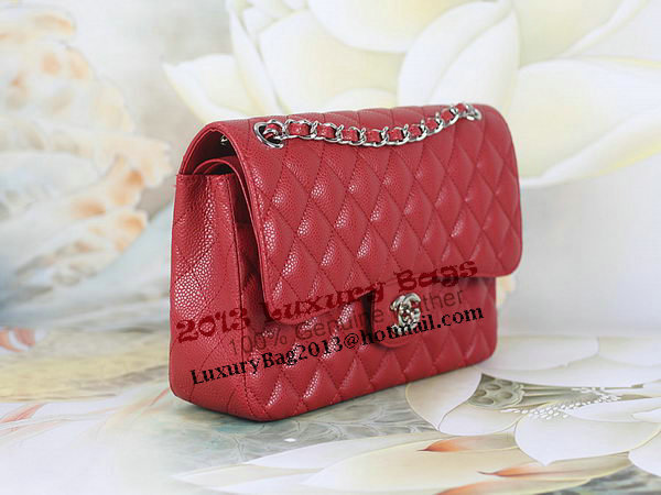 Chanel 2.55 Series Classic Flap Bag 1112 Red Cannage Pattern Original Leather Silver Chanel 2.55 Series Classic Flap Bag 1112 Red Cannage Pattern Original Leather Silver