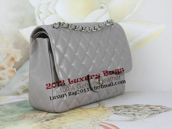 Chanel Classic Flap Bag 1113 Gray Original Cannage Pattern Leather Silver Chanel Classic Flap Bag 1113 Gray Original Cannage Pattern Leather Silver
