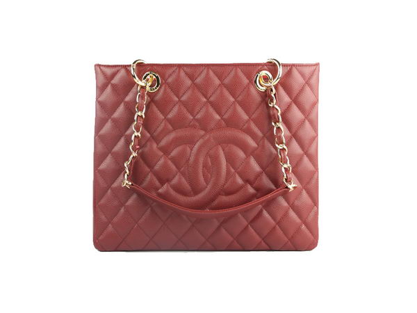 Chanel A50995 Maroon Original Cannage Leather Shoulder Bag Gold