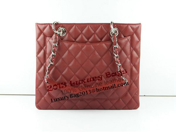 Chanel A50995 Maroon Original Cannage Leather Shoulder Bag Silver Chanel A50995 Maroon Original Cannage Leather Shoulder Bag Silver