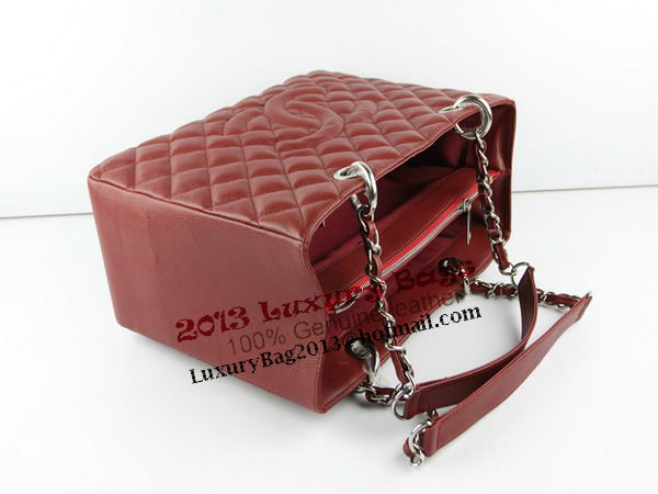 Chanel A50995 Maroon Original Cannage Leather Shoulder Bag Silver Chanel A50995 Maroon Original Cannage Leather Shoulder Bag Silver