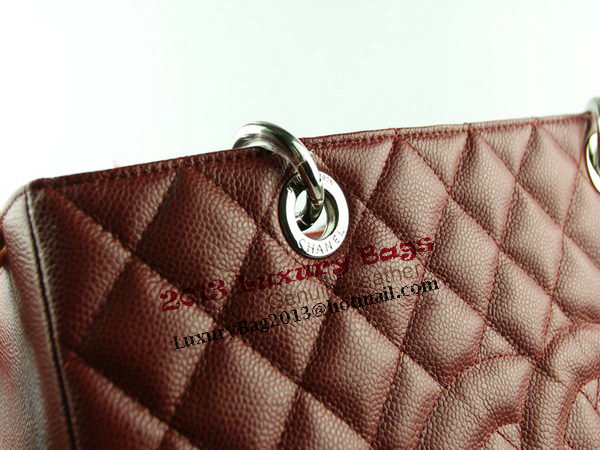 Chanel A50995 Maroon Original Cannage Leather Shoulder Bag Silver Chanel A50995 Maroon Original Cannage Leather Shoulder Bag Silver