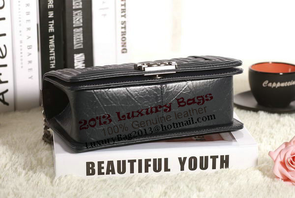 Chanel Boy Flap Shoulder Bag in Dark Blue Original Glazed Crackled A67086 Silver Chanel Boy Flap Shoulder Bag in Dark Blue Original Glazed Crackled A67086 Silver