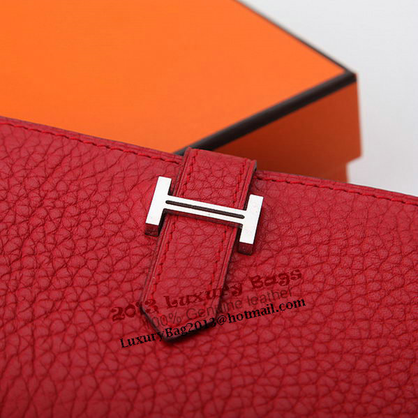 Hermes Bearn Japonaise Bi-Fold Wallet Grainy Leather A208 Red Hermes Bearn Japonaise Bi-Fold Wallet Grainy Leather A208 Red