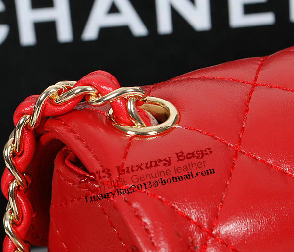 Chanel 1115 Classic mini Flap Bag in Red Sheepskin Leather Chanel 1115 Classic mini Flap Bag in Red Sheepskin Leather