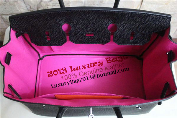 Hermes Birkin 35CM Tote Bag Black&Rose Clemence Leather H35 Silver Hermes Birkin 35CM Tote Bag Black&Rose Clemence Leather H35 Silver