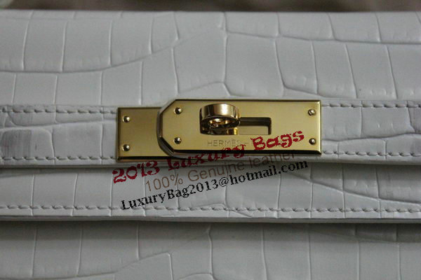 Hermes Kelly 32cm Shoulder Bag White Croco Leather K32 Gold Hermes Kelly 32cm Shoulder Bag White Croco Leather K32 Gold
