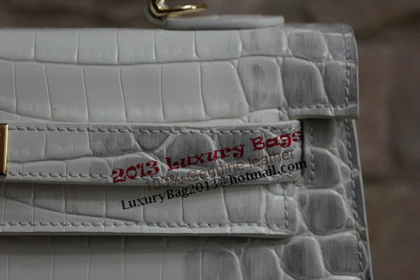 Hermes Kelly 32cm Shoulder Bag White Croco Leather K32 Gold Hermes Kelly 32cm Shoulder Bag White Croco Leather K32 Gold