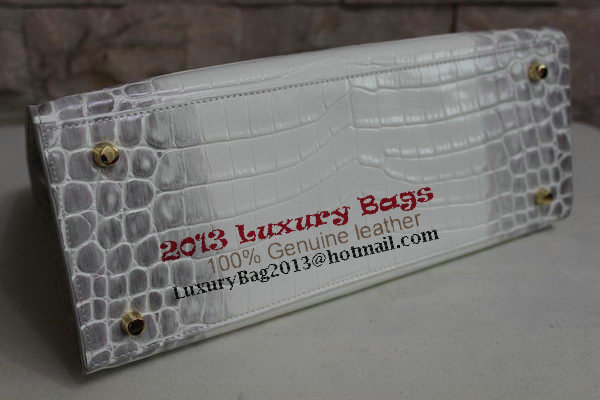 Hermes Kelly 32cm Shoulder Bag White Croco Leather K32 Gold Hermes Kelly 32cm Shoulder Bag White Croco Leather K32 Gold