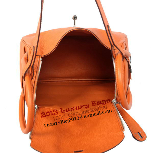 Hermes Lindy 30CM Orange Grainy Leather Havanne Shoulder Bag Hermes Lindy 30CM Orange Grainy Leather Havanne Shoulder Bag
