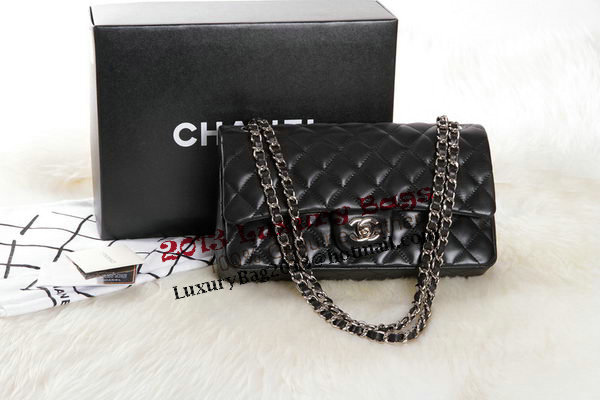 Chanel 2.55 Series Black Original Leather Classic Flap Bag A01112 Silver Chanel 2.55 Series Black Original Leather Classic Flap Bag A01112 Silver