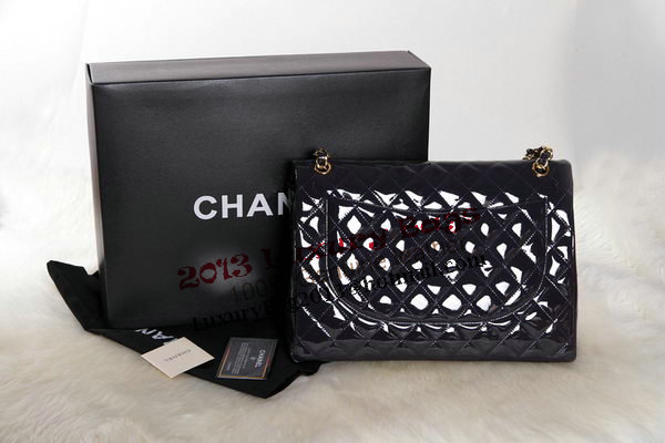 Chanel Maxi Double Flaps Bag Dark Purple Original Patent Leather A36098 Gold Chanel Maxi Double Flaps Bag Dark Purple Original Patent Leather A36098 Gold
