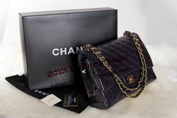 Chanel Maxi Double Flaps Bag Dark Purple Original Patent Leather A36098 Gold Chanel Maxi Double Flaps Bag Dark Purple Original Patent Leather A36098 Gold