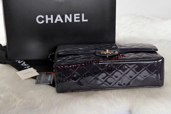 Chanel Maxi Double Flaps Bag Dark Purple Original Patent Leather A36098 Gold Chanel Maxi Double Flaps Bag Dark Purple Original Patent Leather A36098 Gold