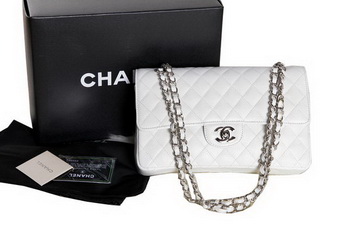 Chanel A1112 2.55 Series Flap Bag Original Caviar Leather White Chanel A1112 2.55 Series Flap Bag Original Caviar Leather White