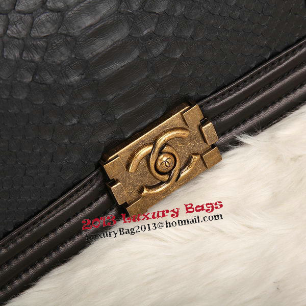 Boy Chanel Flap Shoulder Bag Black Original Snake Leather A67086 Gold Boy Chanel Flap Shoulder Bag Black Original Snake Leather A67086 Gold