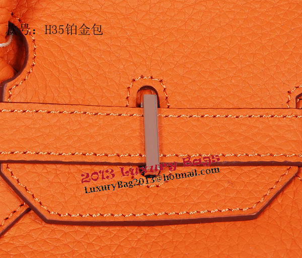 Hermes Birkin 35CM Tote Bag Orange Original Grainy Leather H35 Silver