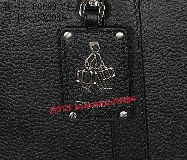 Prada Grainy Calf Leather Briefcase VA0089 Black Prada Grainy Calf Leather Briefcase VA0089 Black