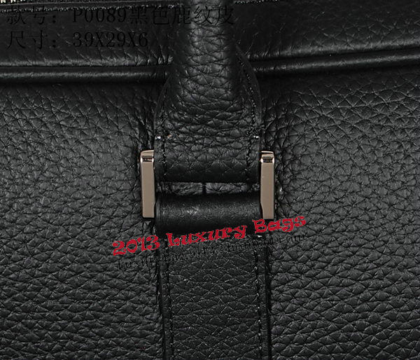 Prada Grainy Calf Leather Briefcase VA0089 Black Prada Grainy Calf Leather Briefcase VA0089 Black