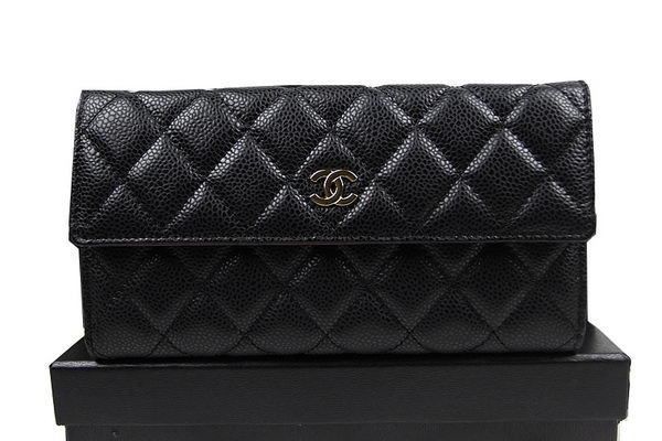 Chanel Matelasse Tri-Fold Wallet Original Cannage Pattern Leater CHA48983 Black