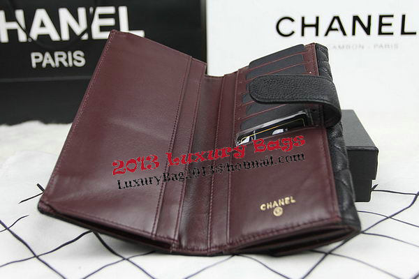 Chanel Matelasse Tri-Fold Wallet Original Cannage Pattern Leater CHA48983 Black Chanel Matelasse Tri-Fold Wallet Original Cannage Pattern Leater CHA48983 Black
