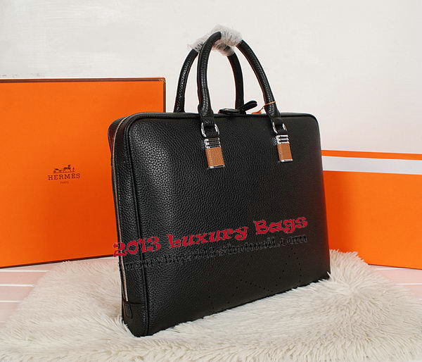 Hermes Briefcase Grainy Calf Leather H8253 Black Hermes Briefcase Grainy Calf Leather H8253 Black