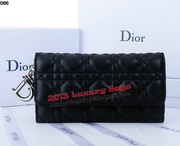 Dior Bi-Flod Wallet in Lambskin Leahter CD086 Black Dior Bi-Flod Wallet in Lambskin Leahter CD086 Black